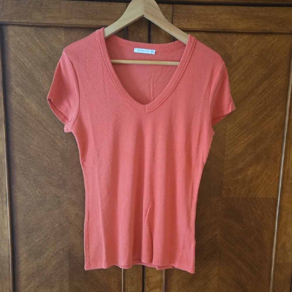 Women's Coral V-Neck Top